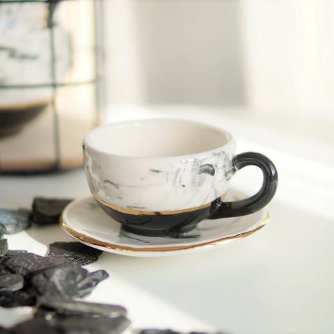 Espresso cup & saucer Marble