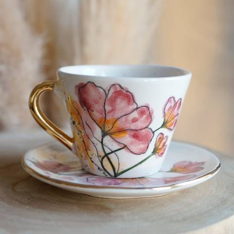 Pink Poppy coffee cup&saucer