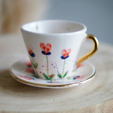 Flower espresso cup&saucer