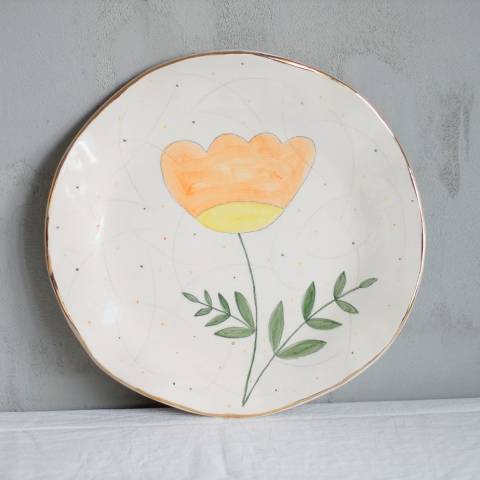 Yellow flower serving plate