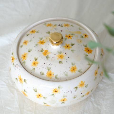 Flower cookie jar yellow flower