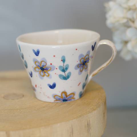 Purple flowers coffee cup